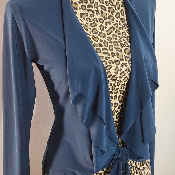 Dark Navy Open-Front Ruffle Cardigan - Picture 6 of 8